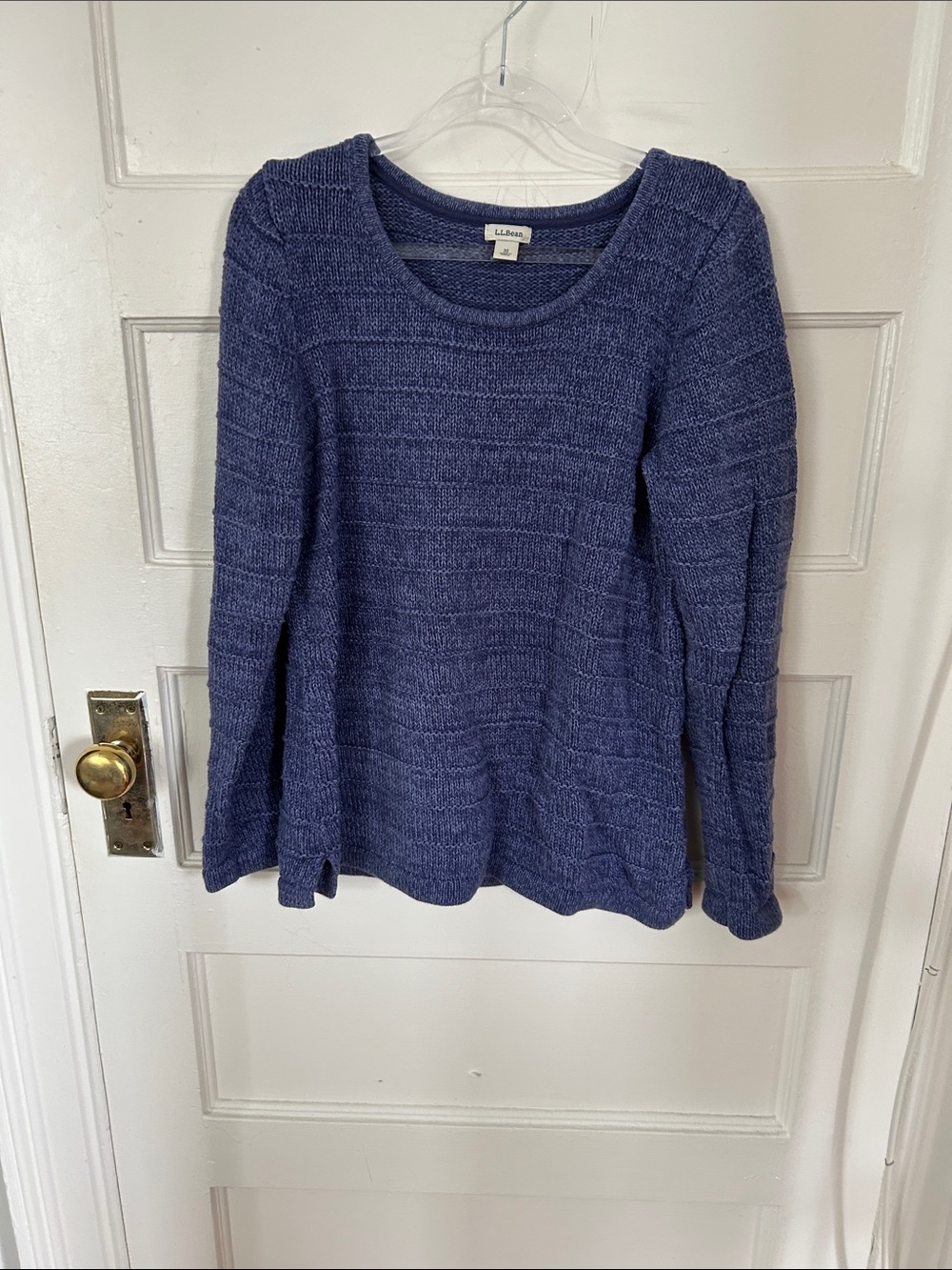 L.L. Bean Blue Knit Long-Sleeve Women's Cotton Sweater, Women's M, Blue